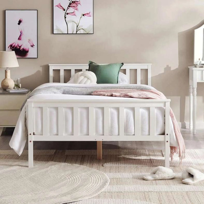 Linen Kids Single Bed 120X200 Cm - White ~ White