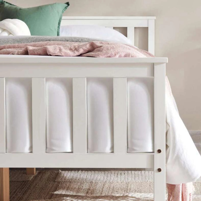 Linen Kids Single Bed 120X200 Cm - White ~ White