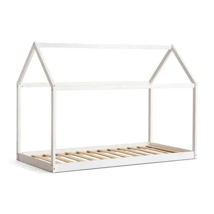 Linen Kids Single Bed 90X190 Cm - White ~ White
