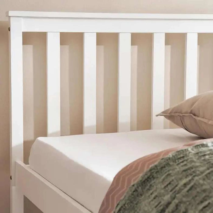 Linen Kids Single Bed 90X200 Cm - White ~ White
