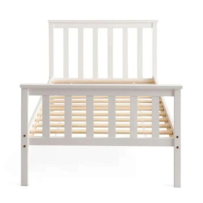 Linen Kids Single Bed 90X200 Cm - White ~ White