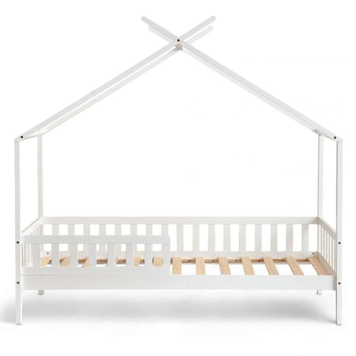 Linen Kids Single Bed With Drawer 90X190 Cm - White ~ White