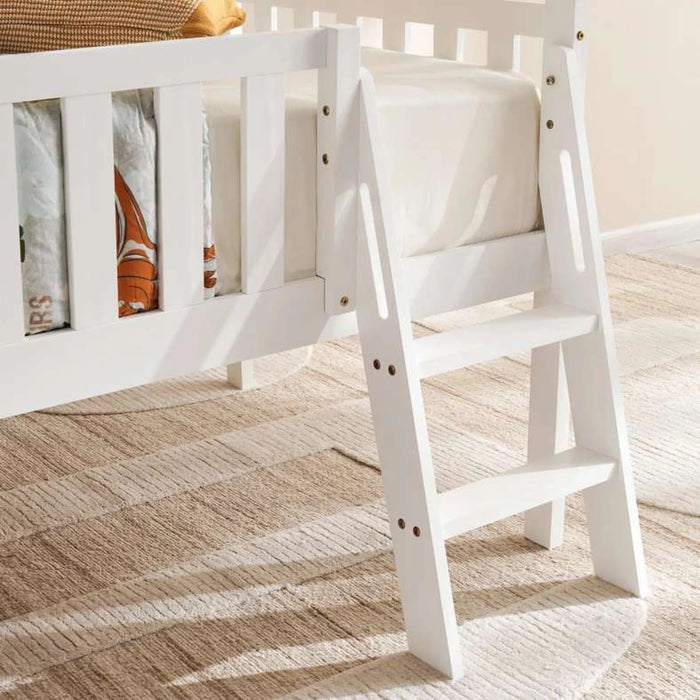 Linen Kids Single Bed Witj Slide 90X190 Cm - White ~ White