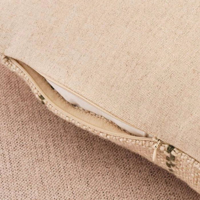 Linen Texture Plaid Hand Woven Down Feel Filled Cushion 50X50Cm - Olive Pan Home