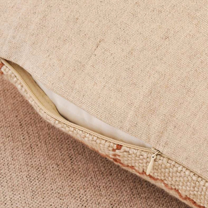 Linen Texture Plaid Hand Woven Down Feel Filled Cushion 50X50Cm - Rust Pan Home