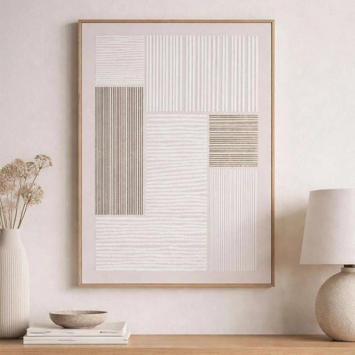Linus Textured Printed Canvas Wall Art 50X70Cm - Beige Pan Home