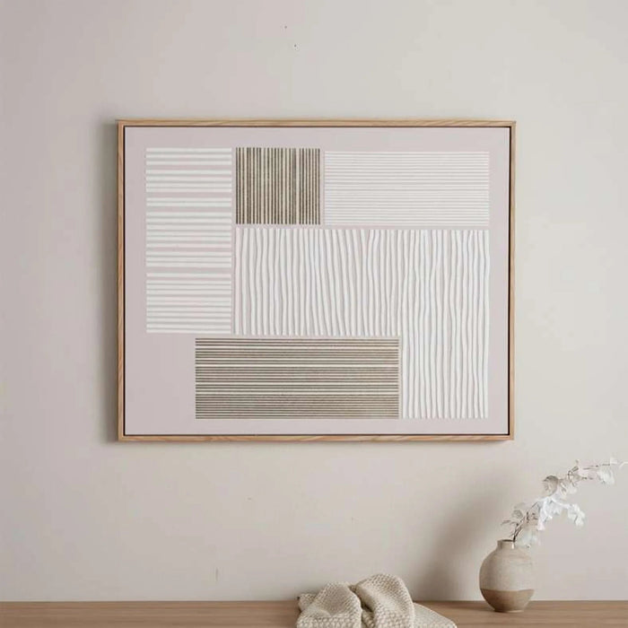Linus Textured Printed Canvas Wall Art 50X70Cm - Beige Pan Home