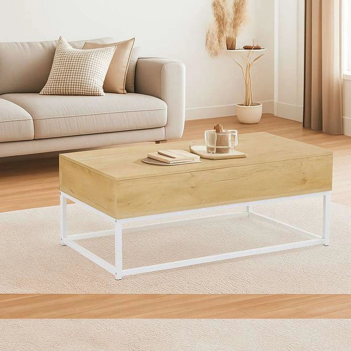 Lionel Coffee Table With Storage Melamine - Natural & White