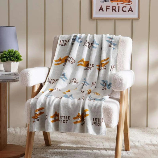 Little Pilot Baby Cotton Throw 75X100- Ochre Pan Home