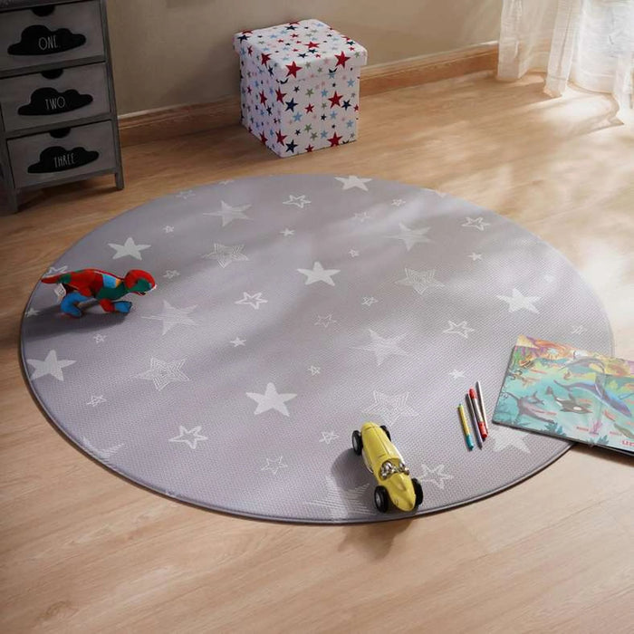 Little Star Printed Non Slip Playmat 140Cm Round- Grey
