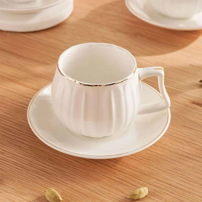 Liva 12-Piece Coffee Cup & Saucer Set 120Ml -White