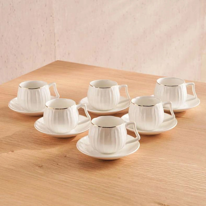 Liva 12-Piece Coffee Cup & Saucer Set 120Ml -White