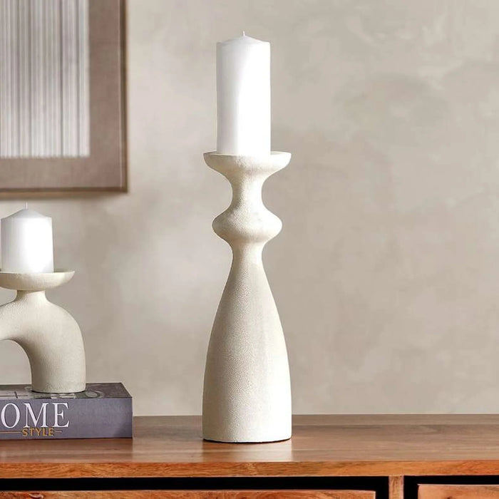 Livi Polyresin Candle Holder 10X10X32Cm - Beige