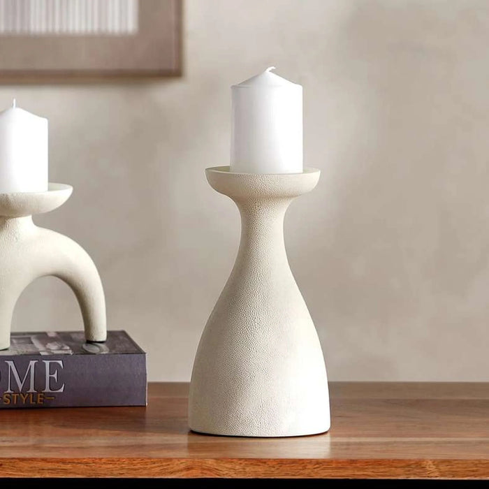 Livi Polyresin Candle Holder 12X9.5X22Cm - Beige