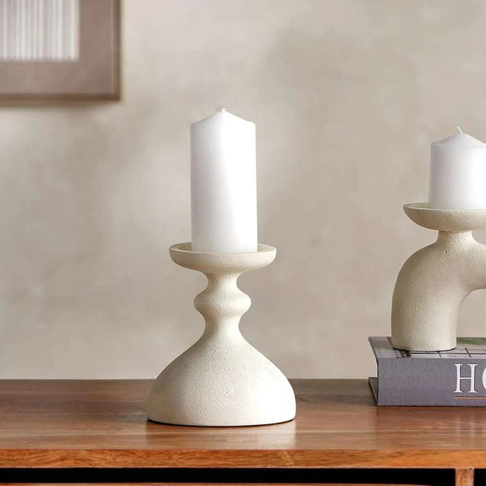 Livi Polyresin Candle Holder 13.5X10.5X15.5Cm - Beige