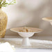 Liya Glass Footed Bowl Dia24X13Cm -White & Beige Pan Home