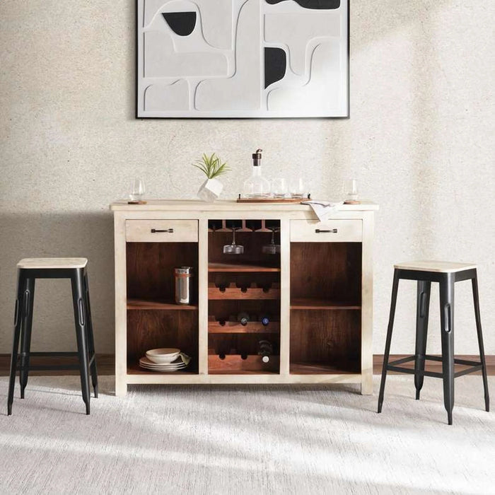Liza Bar Counter With 2 Stool Wood - White & Black