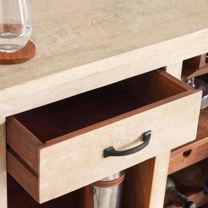 Liza Bar Counter With 2 Stool Wood - White & Black