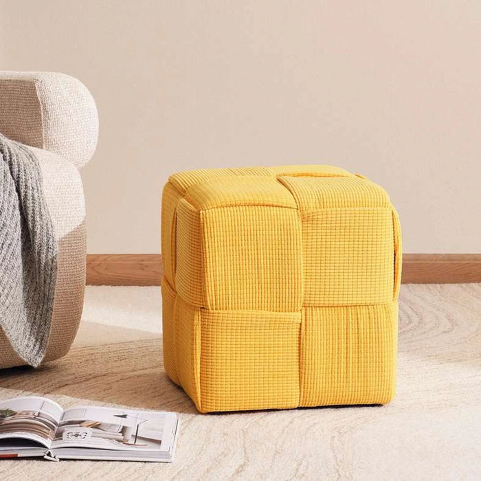 Llyod Rib Velvet Pouf 38X38X38Cm - Yellow