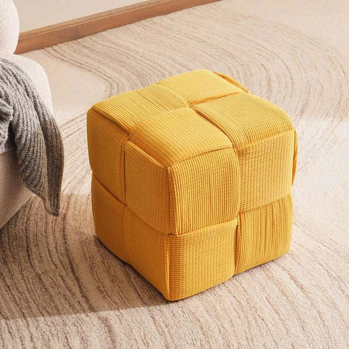 Llyod Rib Velvet Pouf 38X38X38Cm - Yellow