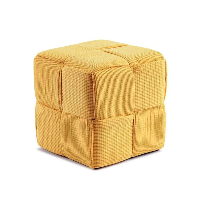 Llyod Rib Velvet Pouf 38X38X38Cm - Yellow