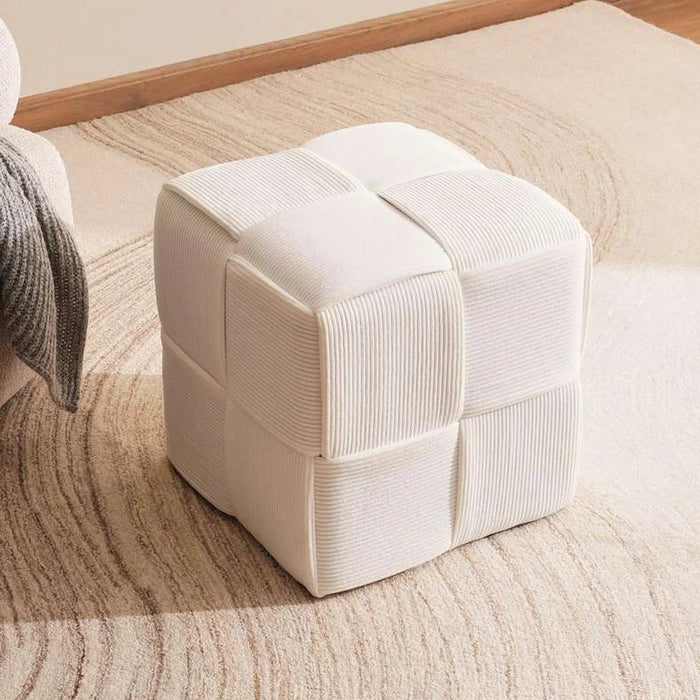 Llyod Rib Velvet Pouf 43X43X43Cm - White