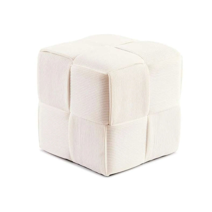 Llyod Rib Velvet Pouf 43X43X43Cm - White