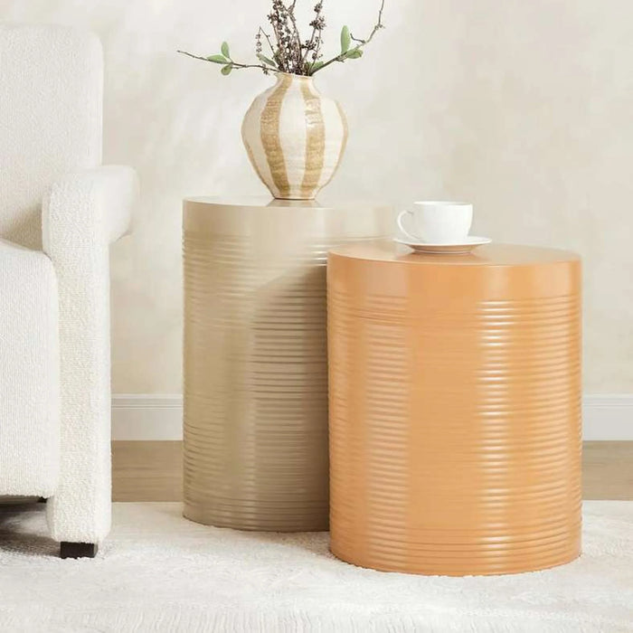 Locumaa End Table Set Of 2 - Orange & White