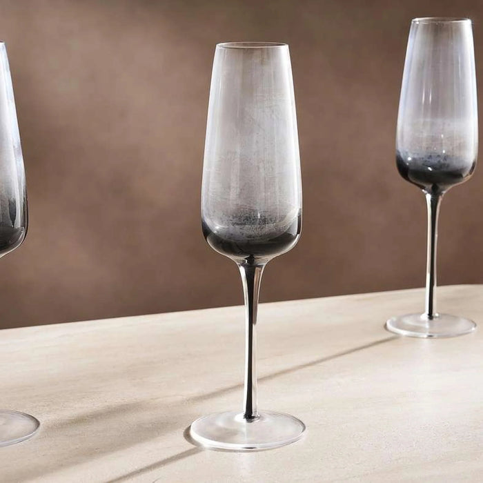 Lona 4-Piece Flute Glass Set 225Ml -Black