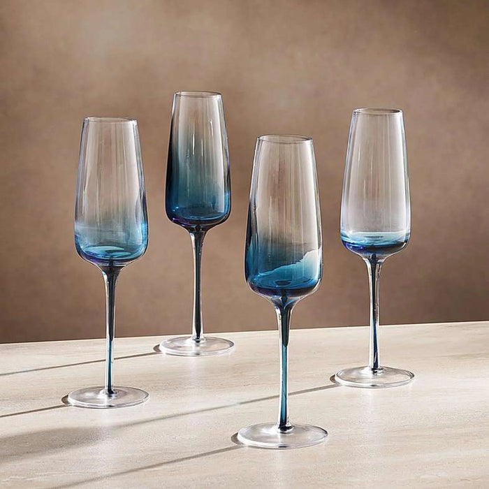 Lona 4-Piece Flute Glass Set 225Ml -Blue