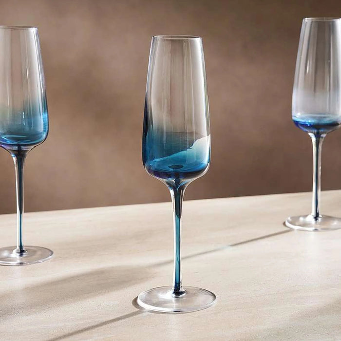 Lona 4-Piece Flute Glass Set 225Ml -Blue