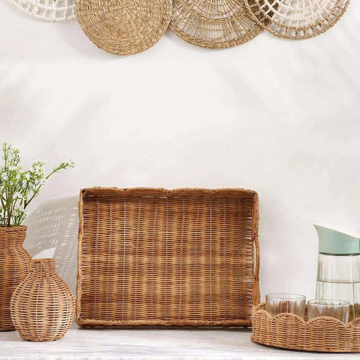 Lorena Rattan Decor Tray Dia30X7Cm- Natural Pan Home