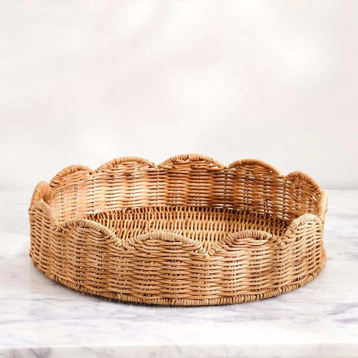 Lorena Rattan Decor Tray Dia30X7Cm- Natural Pan Home
