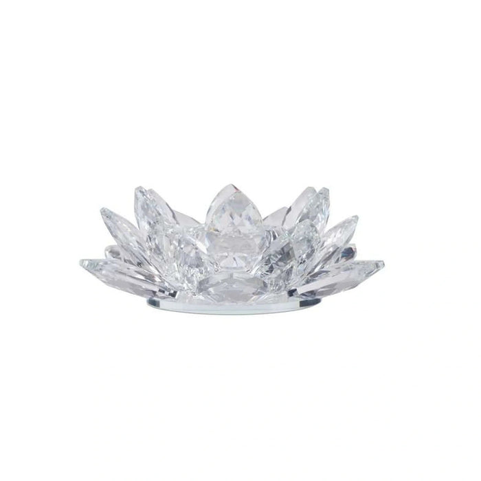 Lotus Crystal Tealight Holder 12X12X4.6Cm- Clear Pan Home