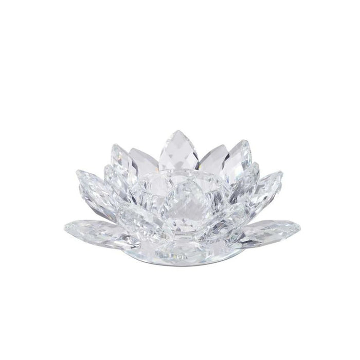 Lotus Crystal Tealight Holder 12X12X4.6Cm- Clear Pan Home