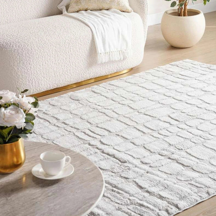 Lotus Textured Rug 160X230Cm - Silver Pan Home