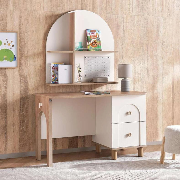 Louis Kids Study Desk And Desk Unit - Cream And Oak