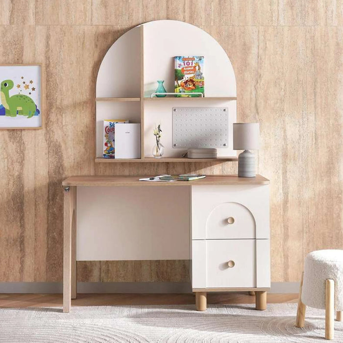 Louis Kids Study Desk And Desk Unit - Cream And Oak