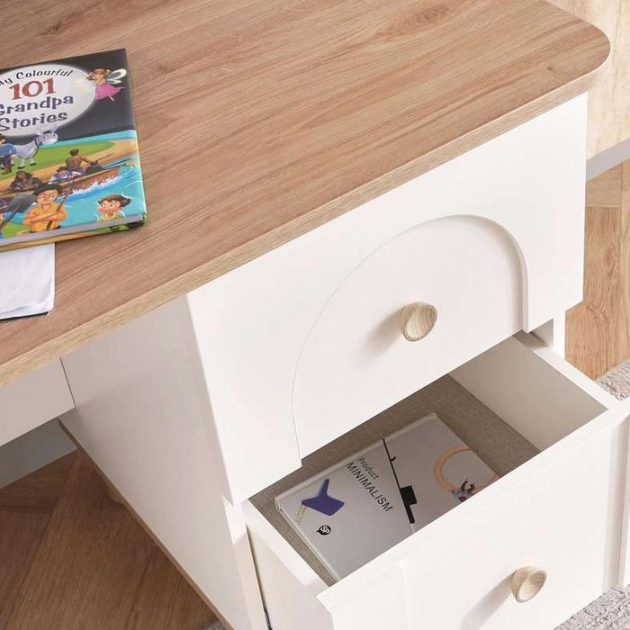 Louis Kids Study Desk And Desk Unit - Cream And Oak