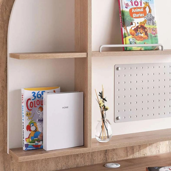 Louis Kids Study Desk And Desk Unit - Cream And Oak