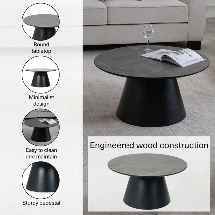 Luana Coffee Table Melamine - Dark Grey Black
