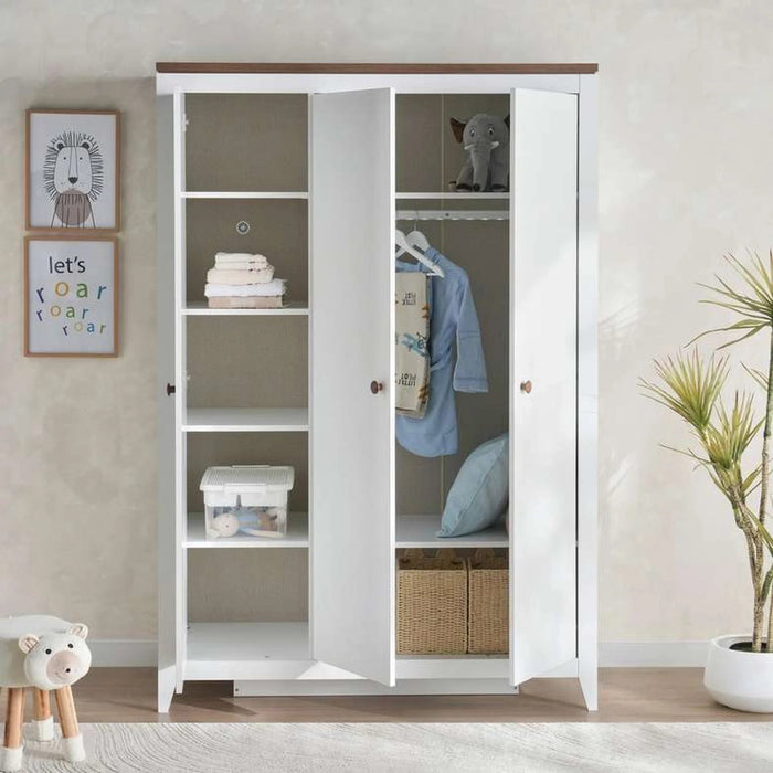 Lucia Kids 3 Door Wardrobe - White And Brown Pan Home
