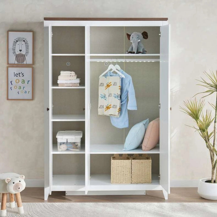 Lucia Kids 3 Door Wardrobe - White And Brown Pan Home