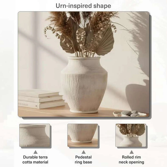 Lucian Terracotta Vase 26.5X26.5X30.5Cm -White