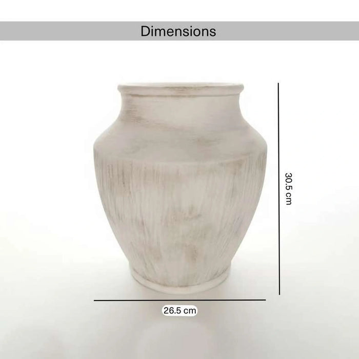 Lucian Terracotta Vase 26.5X26.5X30.5Cm -White