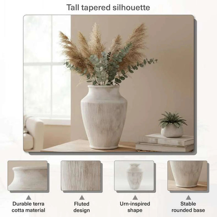 Lucian Terracotta Vase 26X26X36Cm -White
