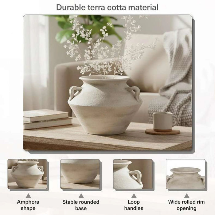 Lucian Terracotta Vase 29X29X21Cm -White