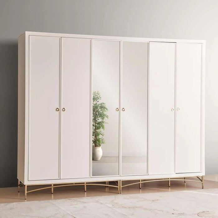 Lucille 6 Door Wardrobe - White