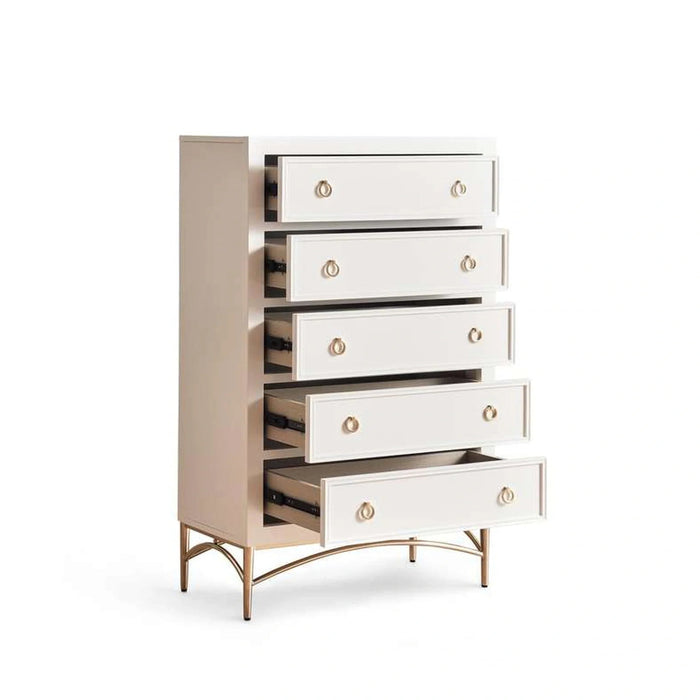 Lucille Chest Of 5 Drawer - White Pan Home