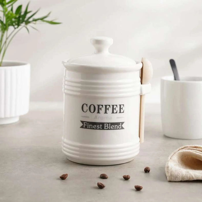 Luisa Coffee Canister With Spoon 700Ml - White